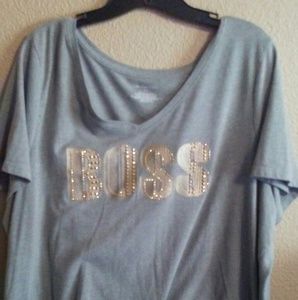 Gold letter and grey boss shirt